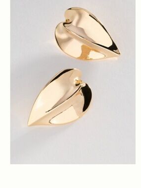 Anthropologie Gold tone Leaf Drop Stud Earrings